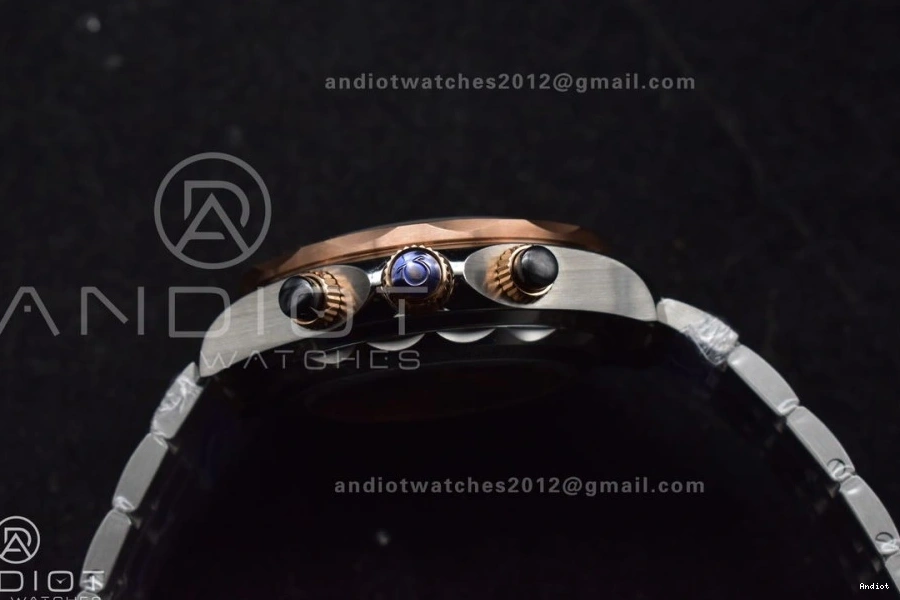 Best 1:1 SS RG SS on Black Strap 300m Edition OMF Chrono Dial A9900 Seamaster 1223